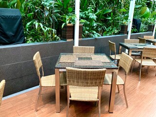 table and chairs in a restaurant