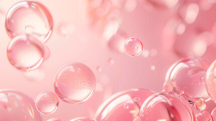 Delicate Pink Bubbles Floating Gracefully Against a Soft Pastel Background in a Serene Setting