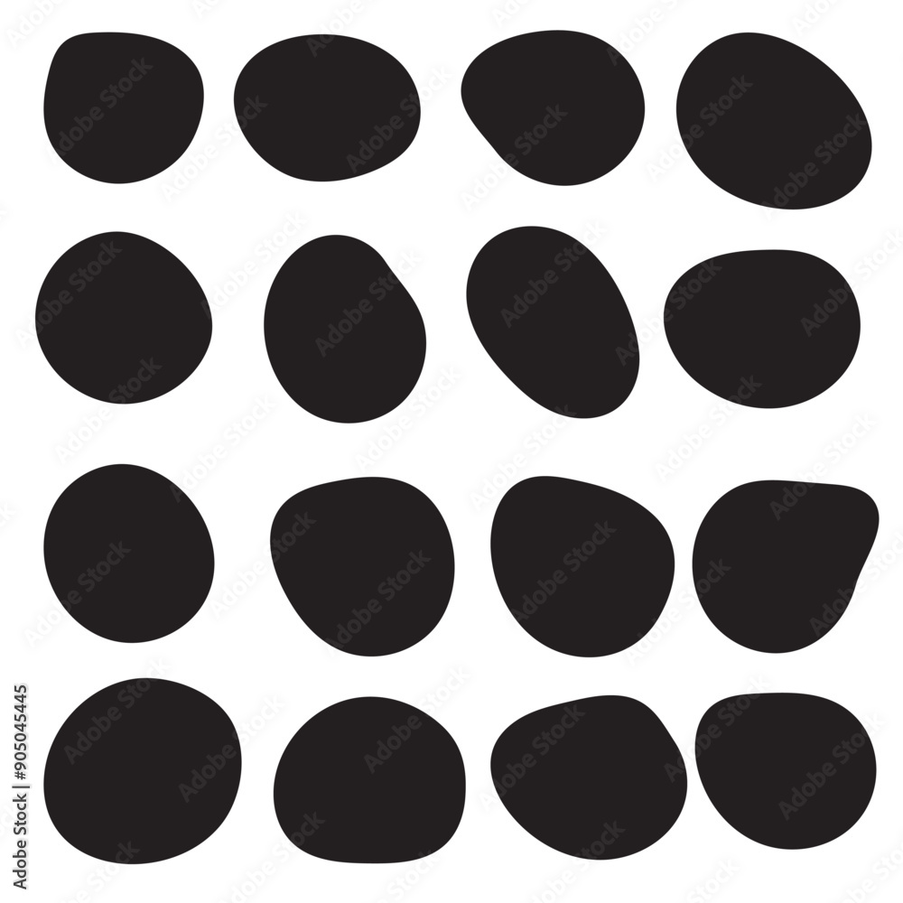 Poster abstract organic shapes set. irregular liquid forms collection. black amoeba blobs, blotches, drops 