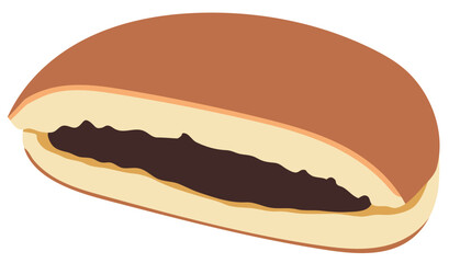 Dorayaki Japanese Snack or Red Beans Pancake Isolated on White Background