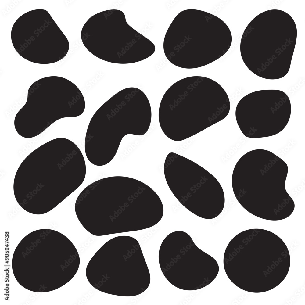 Leinwandbilder blob shape organic set. collection from abstract forms for design and paint. black wavy liquid blobs