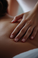 close up of a female hands giving a massage another woman