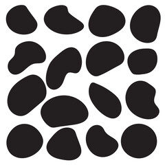 Fototapeta premium Blob shape organic set. Collection from abstract forms for design and paint. Black wavy liquid blobs. Amorphous random irregular blobs.