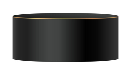 Black and Gold Cylinder Podium isolated on white background,Element Mockup pedestal display platform for beauty product present,Vector 3d stage stand for beauty, Jewelry Stand