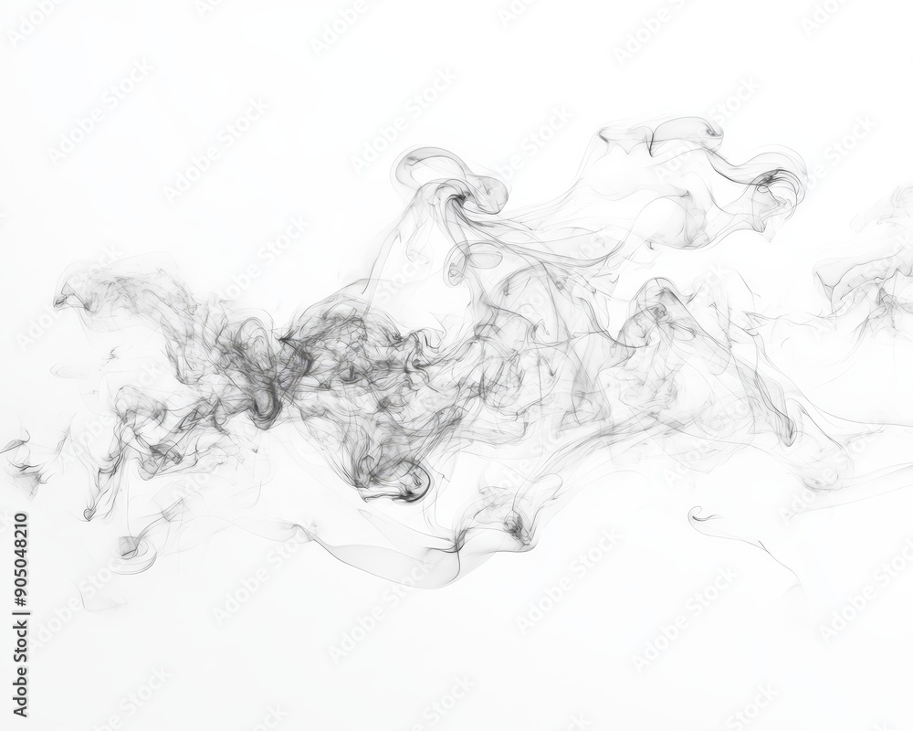 Wall mural An isolated smoke cloud, fog or smokey flare, steam or gas explosion, powder spray, and a design element texture on a transparent background