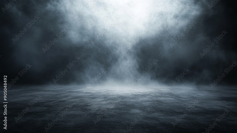 Poster the texture of a dark concrete floor is textured with mist or fog generated by ai