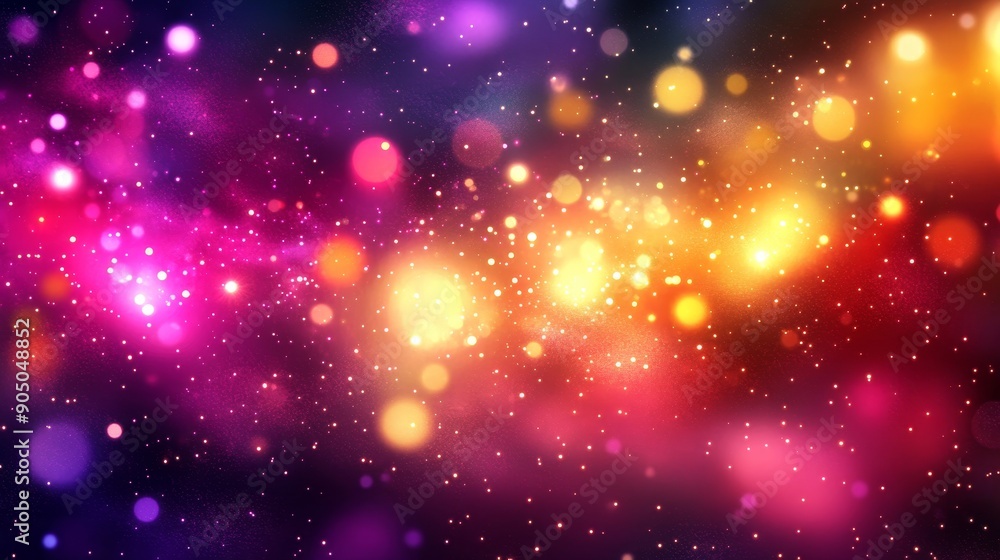Poster Gradient background with hologram effect and magic light bokeh