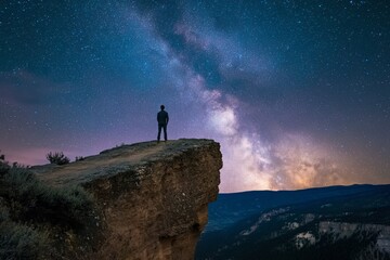 man standing on clif