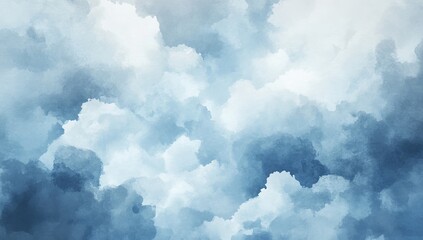 Fototapeta premium Watercolor sky with beautiful gray clouds in a grunge effect