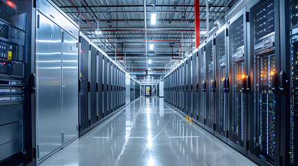Fototapeta premium Centro de datos con servidores bien organizados