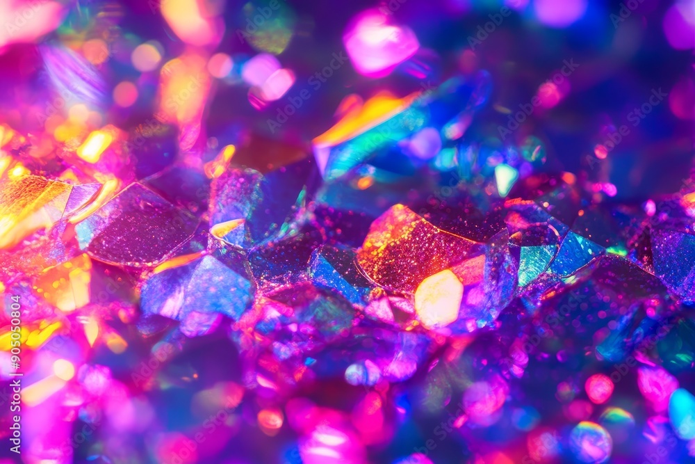Poster An abstract rainbow nacre holographic background that shines with bokeh effect on the gradients
