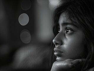 A person with a melancholic expression, possibly upset or troubled