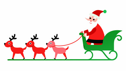 Santa Claus Sleigh Vector Line Art Illustration