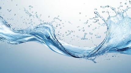 Water splashes and drops isolated on transparent background. Abstract background with blue water wave