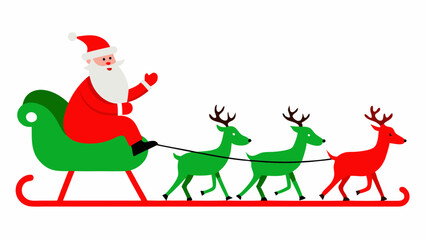 Santa Claus Sleigh Vector Line Art Illustration