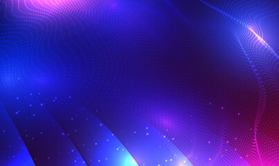 Futuristic moving dots particles array on technology background. Ai virtual futuristic technology and science. , hi-tech and big data visualization for brochures, magazine, card, banner. Vector EPS10.