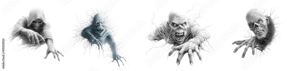 Poster four different types of monsters are shown in the image