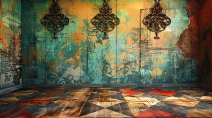 Naklejka premium Antique vibrant backdrop