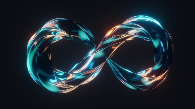 Flowing mobius belt glass geometry, 3d rendering.