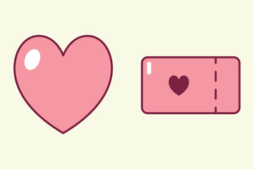 Pink heart icon. Love ticket icon. illustration of a heart symbol