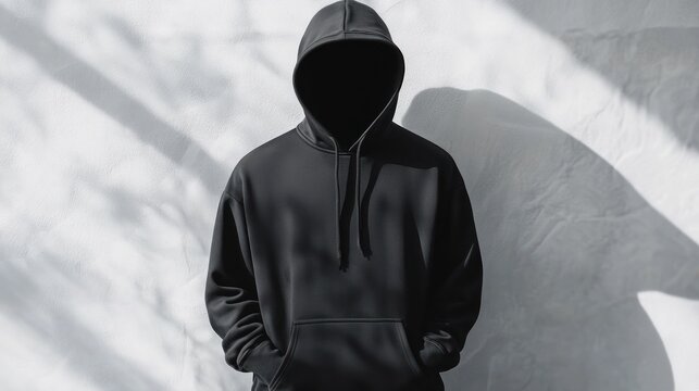 Black hoodie mockup on white background