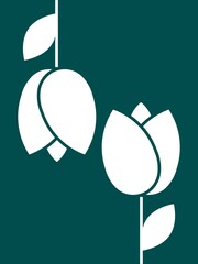 Bild in der Farbe Dunkelgrün mit zwei Tulpen