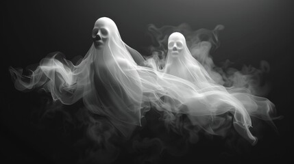 Fototapeta premium Two ethereal entities suspended in mid-air, a mysterious and eerie scene