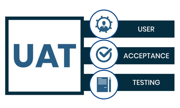 UAT or User Acceptance Testing for testing program in software development life cycle of concept design with illustration design on isolated white background