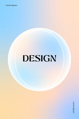 Modern abstract background with an empty sphere on pastel gradient of orange and blue hues design