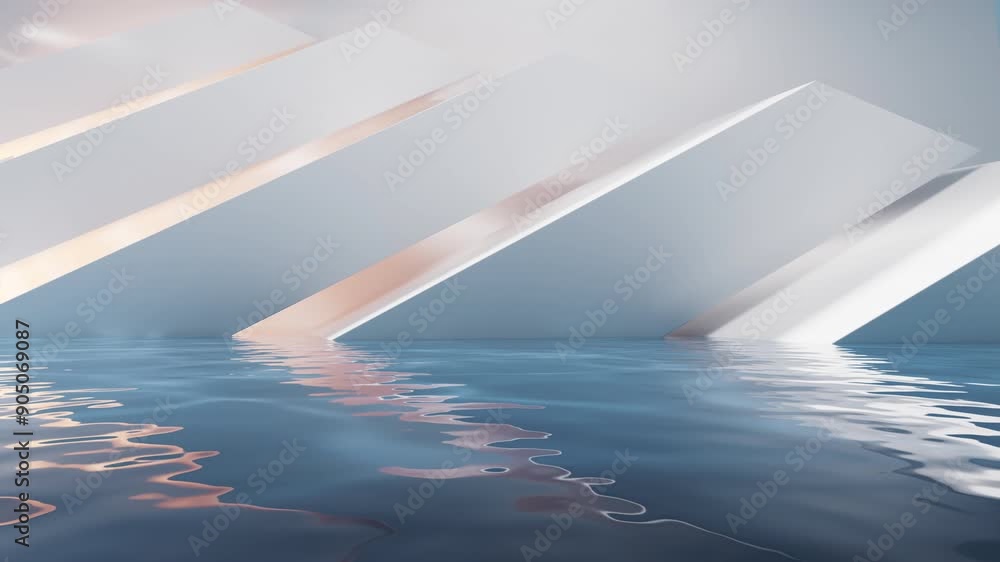 Canvas Prints Bright room with water surface, 3d rendering.