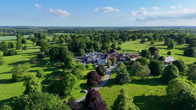 Kent Countryside in England with lots of tree and grass - Drone footage