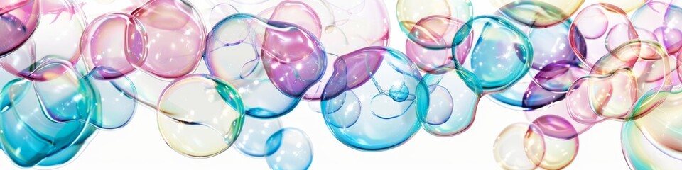 Ethereal Soap Bubbles Floating on White Background: Creative Pattern for Advertising and Marketing. Delicate Spheres Showcase Transparency and Fragility in 4K High-Definition Wallpaper, Perfect for Cl