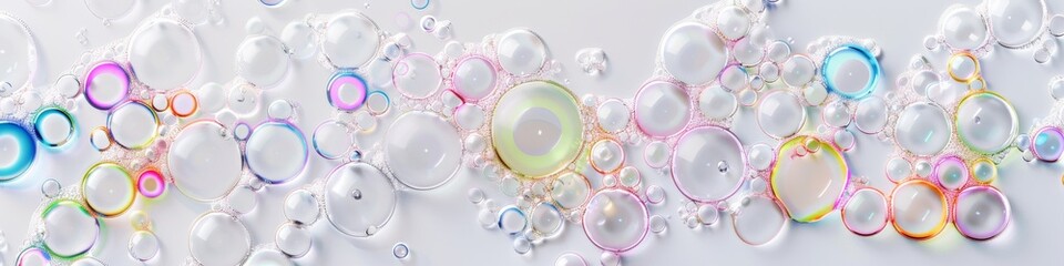 Ethereal Soap Bubbles Floating on White Background: Creative Pattern for Advertising and Marketing. Delicate Spheres Showcase Transparency and Fragility in 4K High-Definition Wallpaper, Perfect for Cl