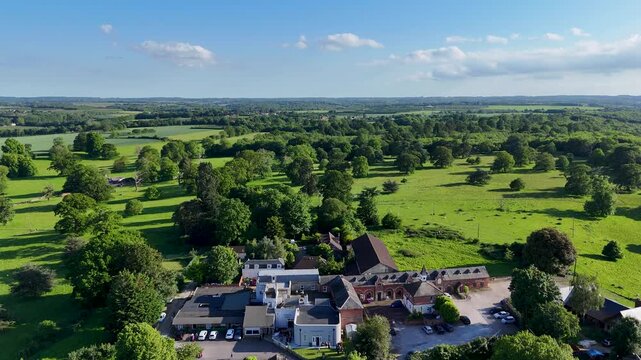 Kent Countryside in England with lots of tree and grass - Drone footage