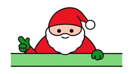 Vector Santa Claus Peeking Over Sign