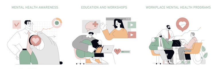 male vulnerability. Flat Vector Illustration