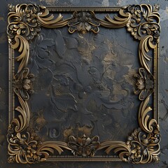 Ornate gold frame on textured background. Perfect for adding a touch of luxury to your designs.