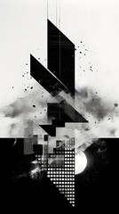 Digital black and white artistic sense abstract graphic poster background