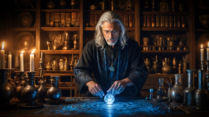 An alchemist in his alchemy lab
