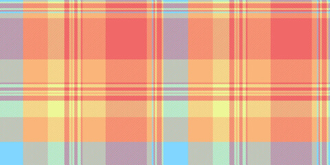 30s seamless background textile, bag plaid check fabric. Swatch vector texture tartan pattern in red and orange colors.
