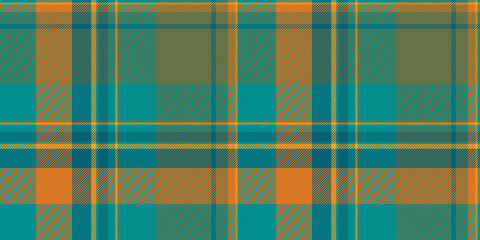 Indian fabric background pattern, ireland texture check tartan. Suit plaid textile seamless vector in dark cyan and lime colors.