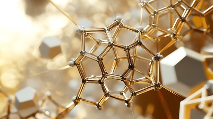 
A molecular structure made of geometric shapes and patterns, blending scientific precision with artistic creativity