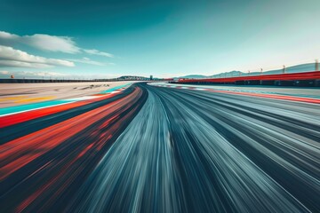 A blurry depiction of a race track showcasing high-speed straightaways and exhilarating chicanes, High-speed straightaways and exhilarating chicanes
