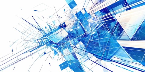 Fototapeta premium Dynamic Blue Abstract Geometric Design Background
