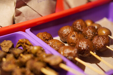 The delicious of satay traditional Indonesian food in Purwokerto City, Central Java, Indonesia. It was taken on August 4, 2024 by a professional. It's a nice food with Indonesian culture