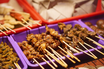 The delicious of satay traditional Indonesian food in Purwokerto City, Central Java, Indonesia. It was taken on August 4, 2024 by a professional. It's a nice food with Indonesian culture