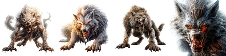 Naklejka premium Four different types of wolves are shown in a row