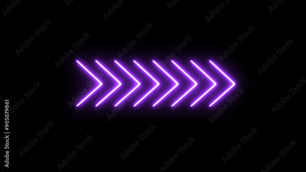 Poster right directional arrow sign. set of bright arrows pointing to the right. flashing direction indicat