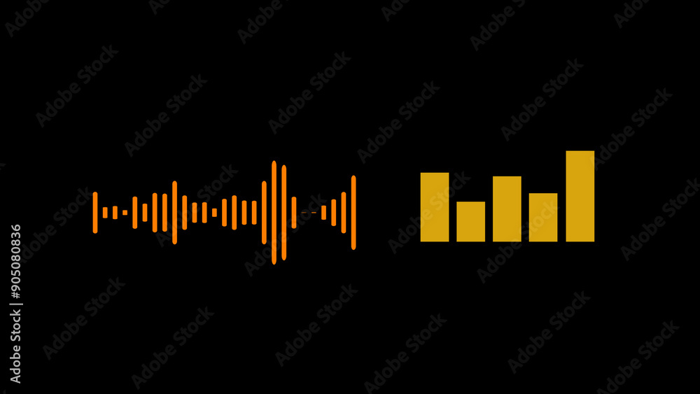 Poster abstract music wave, radio signal frequency and digital voice visualisation. isolated sound wave aud