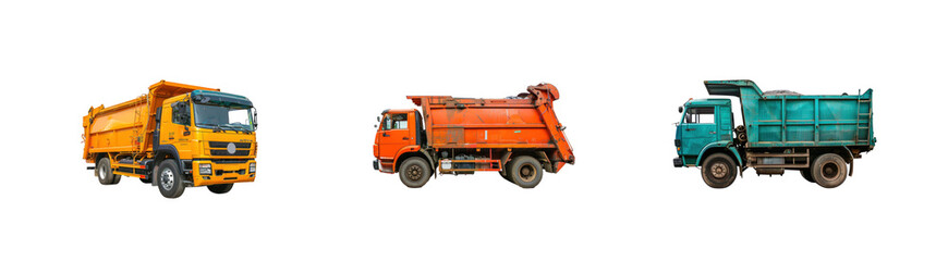 Collection of Garbage Truck isolate on transparency background